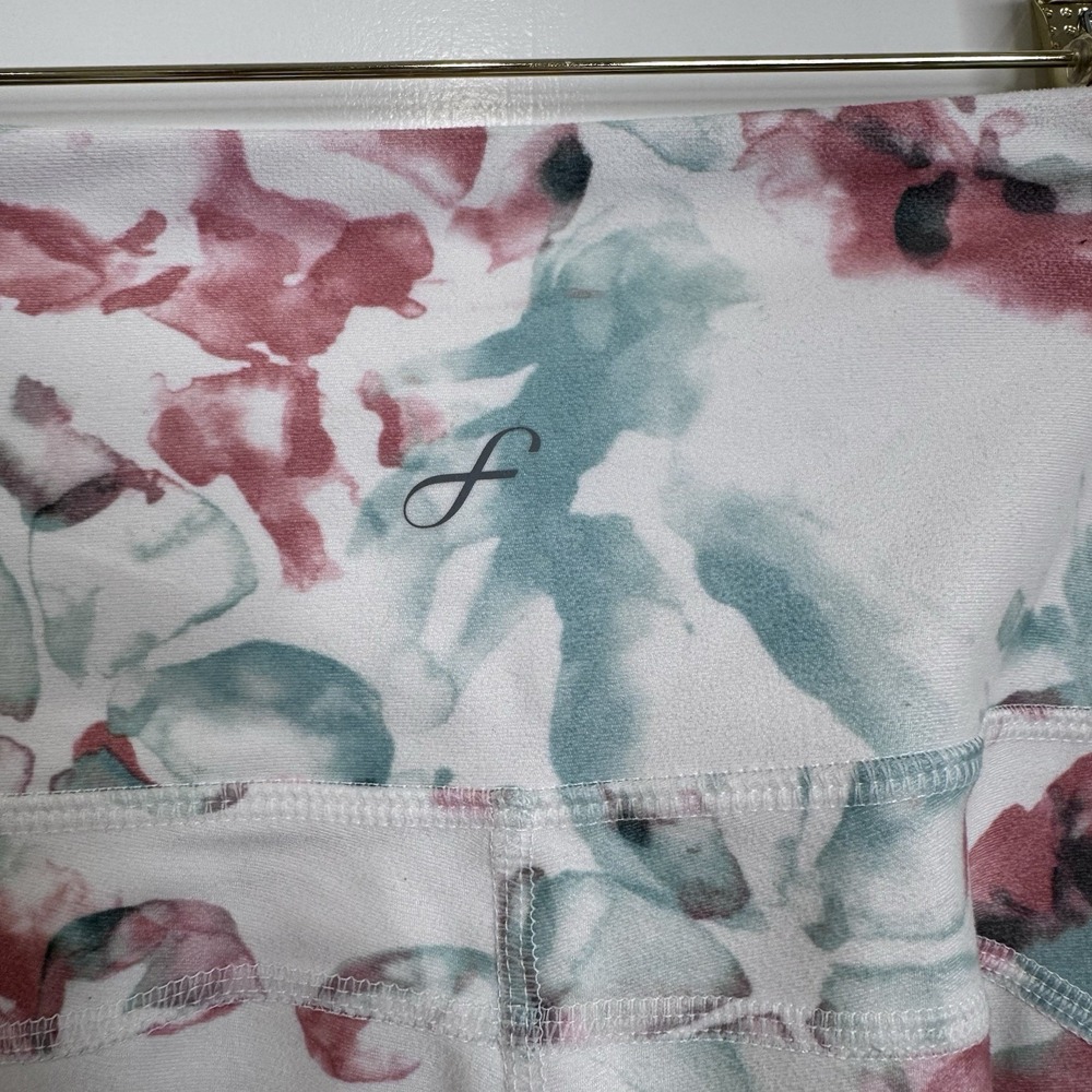 Freely Floral Leggings Womens Medium Pink Blue High Rise Yoga Pants Pockets - Picture 5 of 9